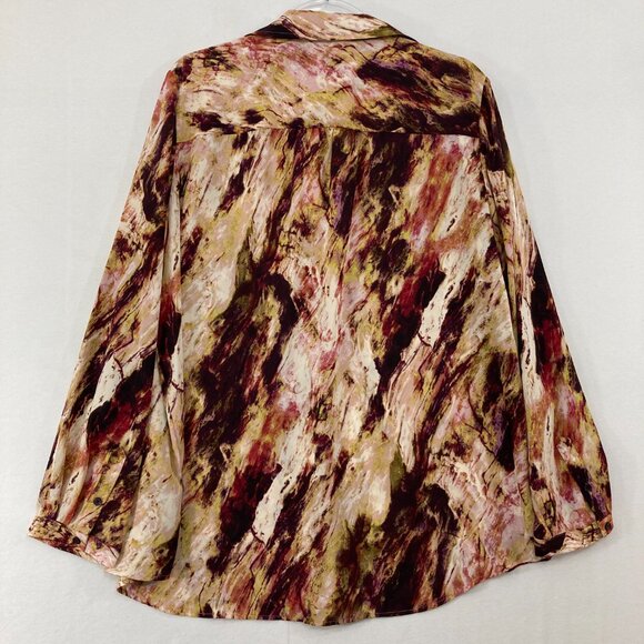 New Investments Top size 1X Multi Color Abstract Long Sleeve Popover Office - Picture 10 of 11